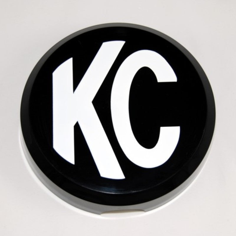 KC HiLiTES 6インチ ラウンド ハードカバー for Daylighter/SlimLite/Pro-Sport（シングル）- ブラック ホワイトKCロゴ入り