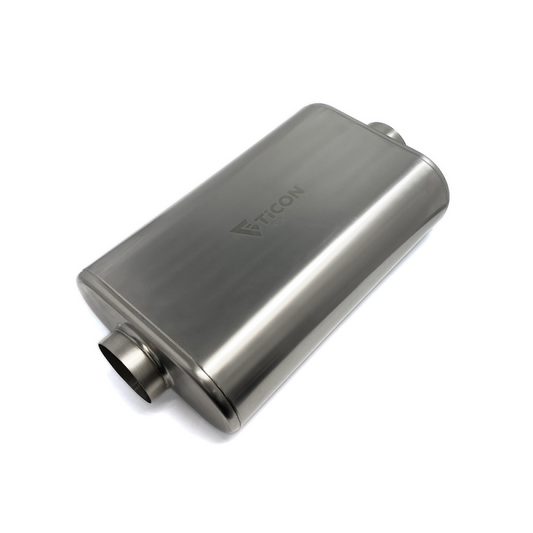 Ticon チタン ウルトラライト 薄型オーバルマフラー センターイン/センターアウト 入口/出口3インチ(約76mm) 全長17インチ(約432mm)