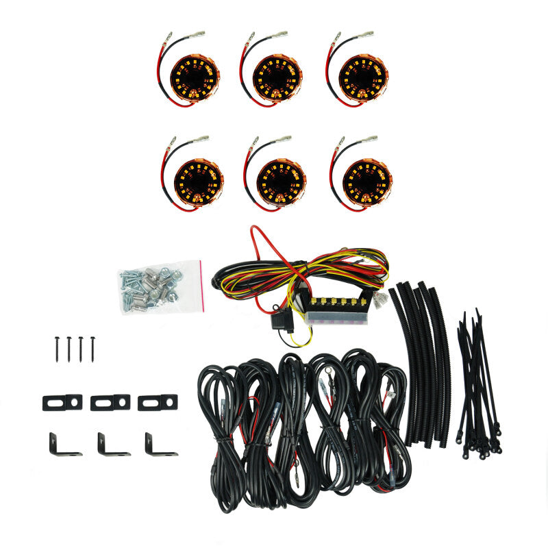 KC HiLiTES Cyclone V2 LED ロックライト - 6灯システム - アンバー - 5W フラッドビーム