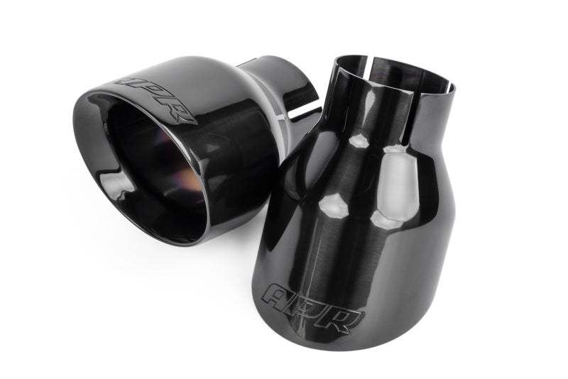 APR ポリッシュ ダイヤモンドブラック 4インチ(約102mm) ダブルウォール スラッシュカット マフラーテール - 2個セット