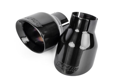 APR ポリッシュ ダイヤモンドブラック 4インチ(約102mm) ダブルウォール スラッシュカット マフラーテール - 2個セット