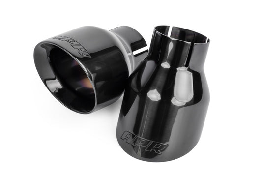 APR ポリッシュ ダイヤモンドブラック 4インチ(約102mm) ダブルウォール スラッシュカット マフラーテール - 2個セット