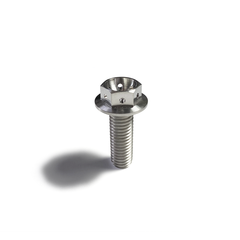 Ticon チタン フランジボルト M10x1.5 長さ25mm 六角14mm ワイヤー穴付