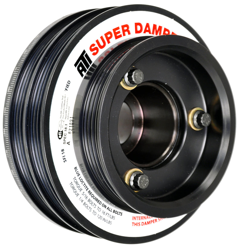 ATI ダンパー - 5.67インチ（約144mm） - アルミ製 - (2) 4溝 - 日産 RB26 - R33 R34 用 - 1個入り - パワーステアリングプーリー付き