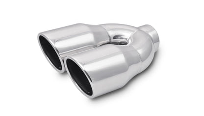 Vibrant ステンレス デュアル丸型マフラーカッター 内径2.5インチ(約64mm) 外径3.5インチ(約89mm) シングルウォール アングルカット