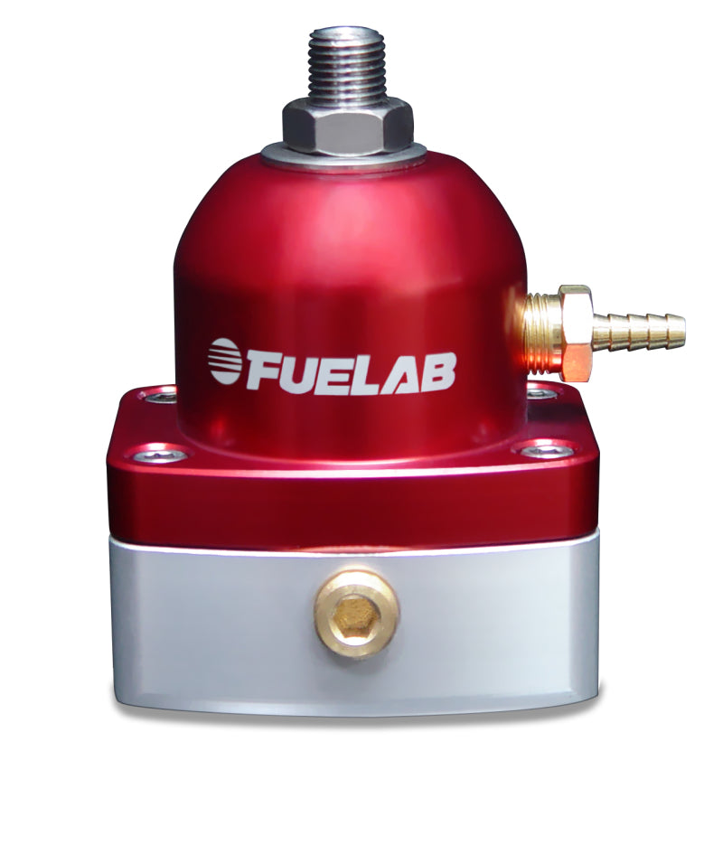 Fuelab 535 インジェクション用アジャスタブルミニ燃圧レギュレーター 25-90 PSI (2) -6AN イン (1) -6AN リターン - レッド