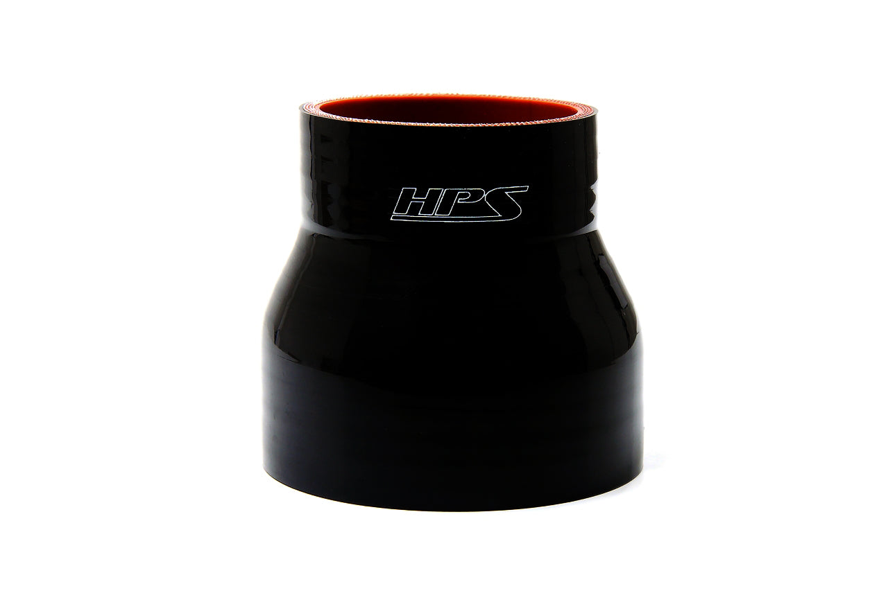 HPS 内径 3インチ(76mm) - 4インチ(102mm)、長さ 4インチ(102mm)、 耐高温 4 層強化シリコン リデューサー カプラー ホース ブラック (内径 76mm - 102mm、長さ 102mm)