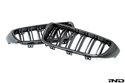 AutoTecknic f32 4 series carbon dual slat front grille set - iND Distribution