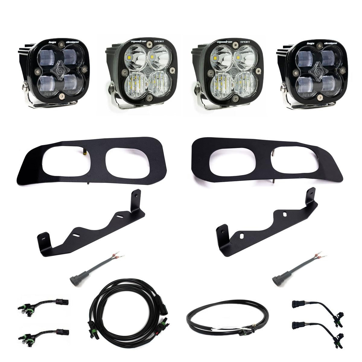 Baja Designs 2023-2024年式フォード スーパーデューティー用 Squadron SAE Sport／Pro デュアルフォグポケットライトキット - クリアまたはアンバー