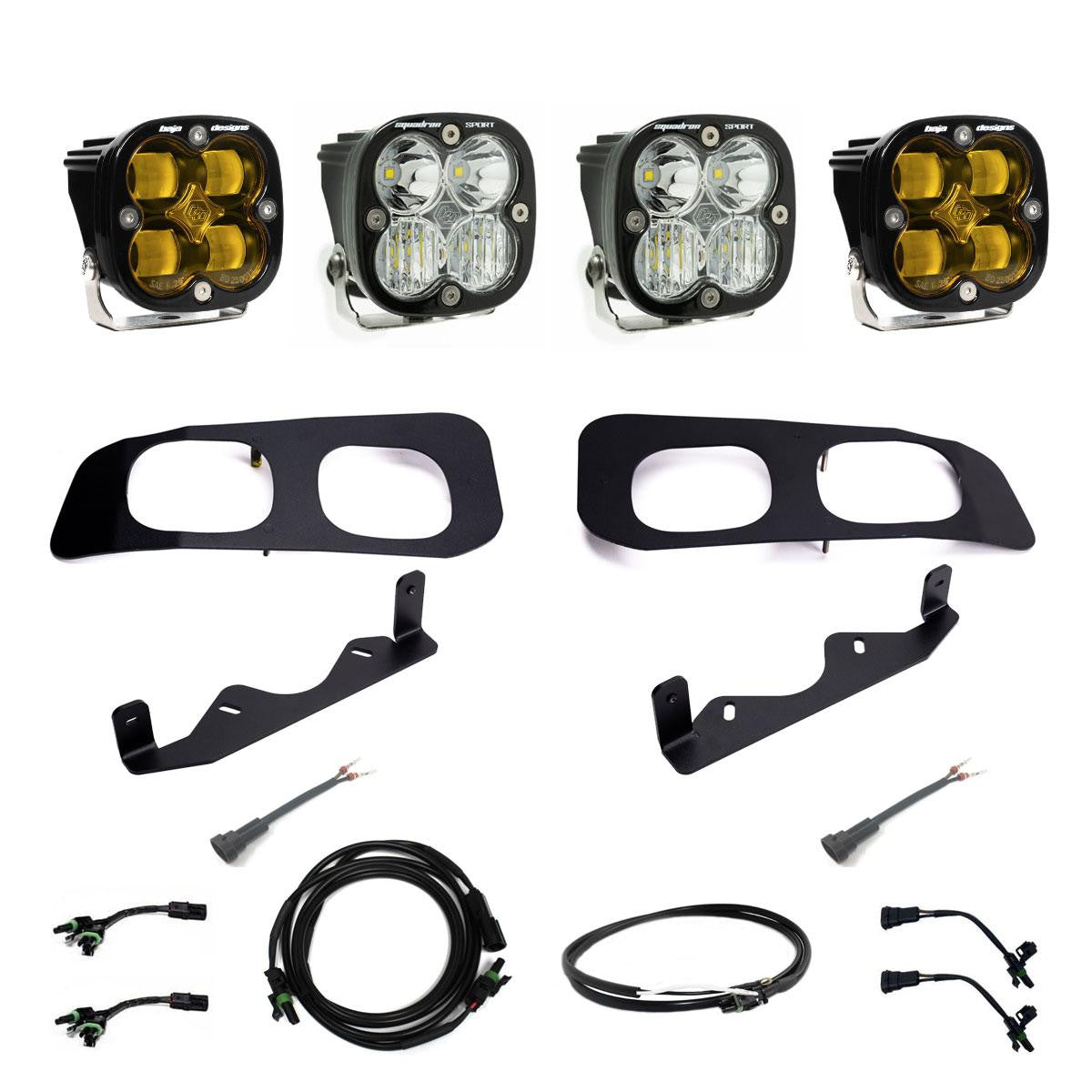 Baja Designs 2023-2024年式フォード スーパーデューティー用 Squadron SAE Sport／Pro デュアルフォグポケットライトキット - クリアまたはアンバー