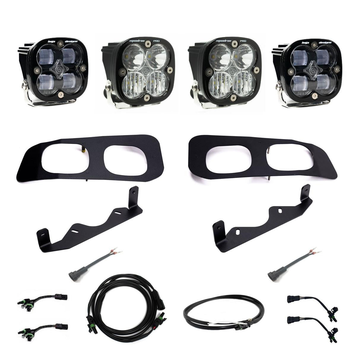 Baja Designs 2023-2024年式フォード スーパーデューティー用 Squadron SAE Sport／Pro デュアルフォグポケットライトキット - クリアまたはアンバー