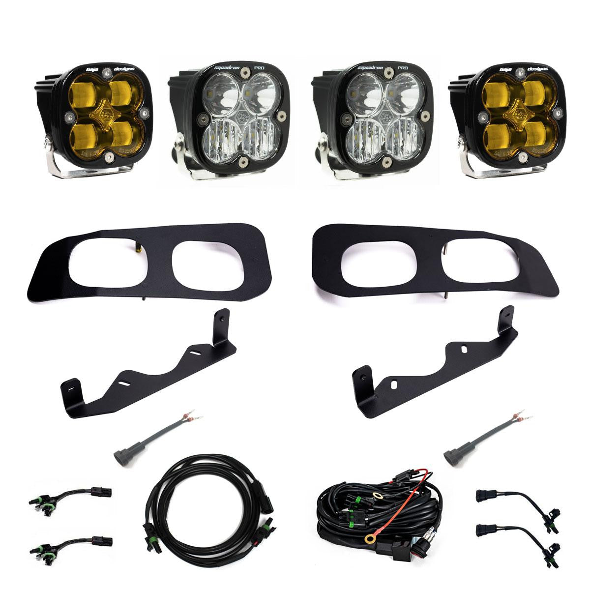 Baja Designs 2023-2024年式フォード スーパーデューティー用 Squadron SAE Sport／Pro デュアルフォグポケットライトキット - クリアまたはアンバー