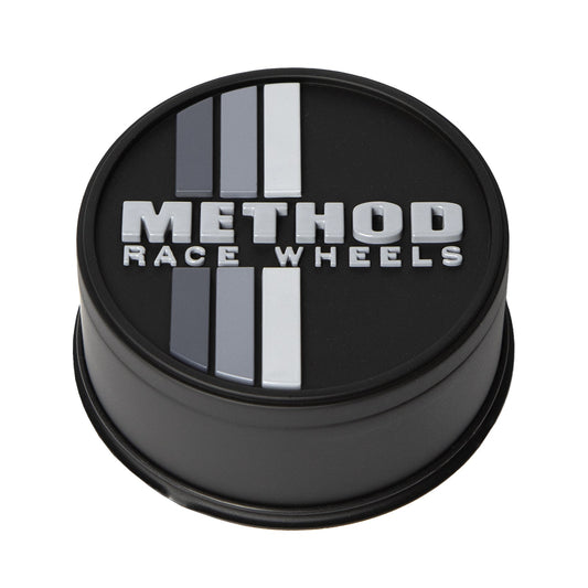 Method Race Wheels センターキャップ | グレー ストライプ プッシュスルー | ブラック