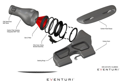 Eventuri Mini F56 JCW GP3 / F54 JCW Clubman 306HP ブラックカーボンインテークシステム