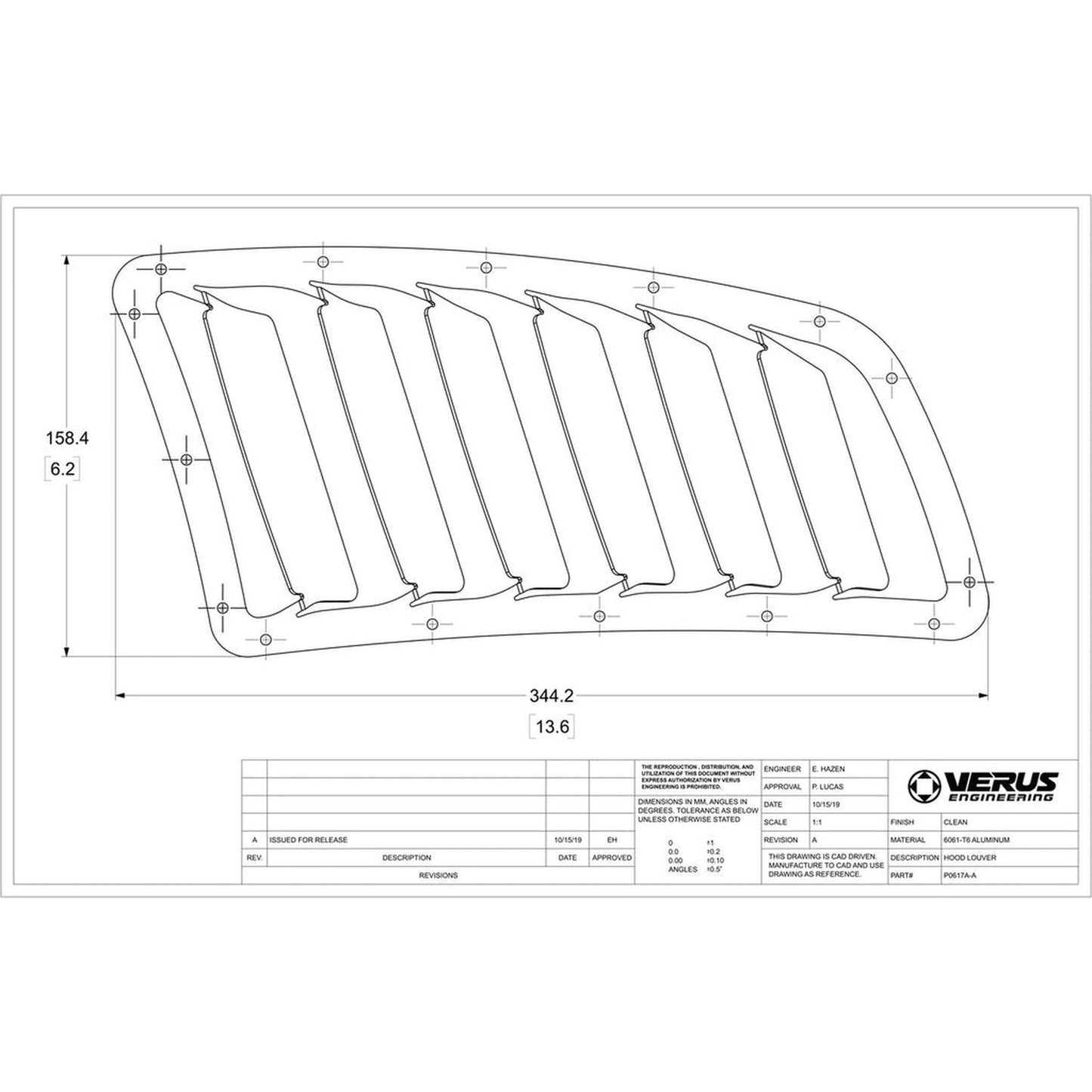 Verus Engineering Hood Louvre Kit Black Subaru WRX / STI 2008-2014 | A0212A-BLK