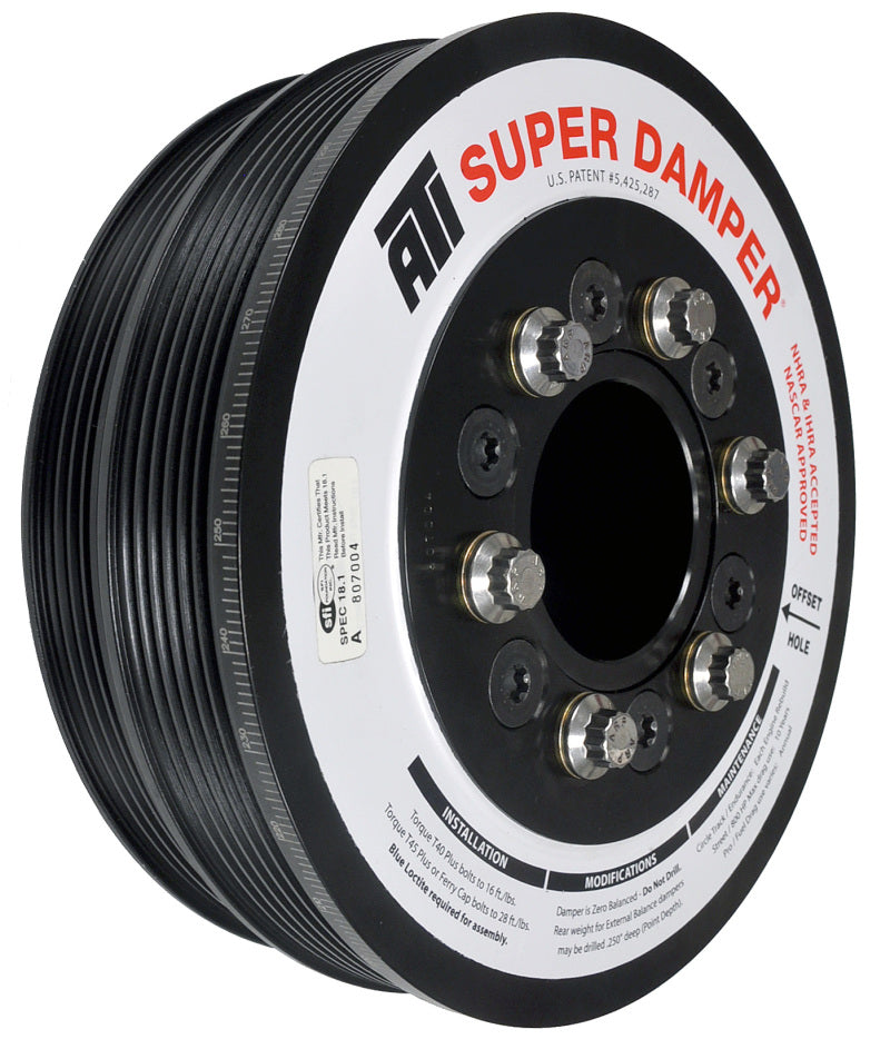 ATI ダンパー - 7.425インチ（約188.6mm） - スチール製 LW - 6/4 溝 - LS1/LS2 - F & V ボディ - 6ボルト - 3リング