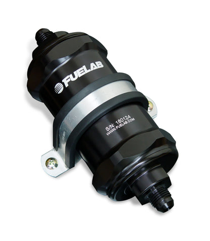 Fuelab 818 インライン燃料フィルター スタンダード -6AN イン/アウト 10ミクロン ファブリック - ブラック