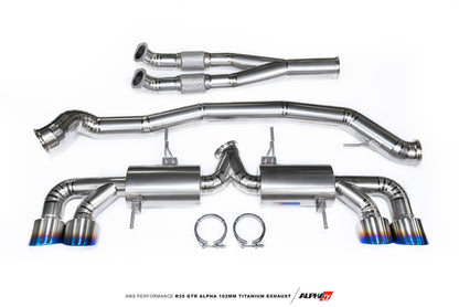 AMS Performance チタニウム 102mm キャットバックマフラーシステム｜2009-2020 日産 GT-R (ALP.07.05.0007-1)