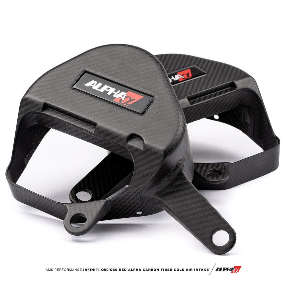 AMS Performance Red Alpha カーボンファイバー コールドエアインテーク | 2016-2024 Infiniti Q50 / Q60 VR30DETT (ALP.28.08.0001-2)