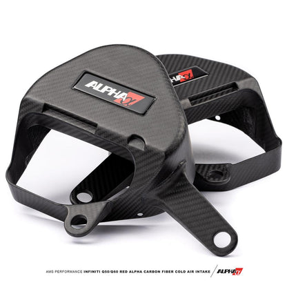 AMS Performance Red Alpha カーボンファイバー コールドエアインテーク | 2016-2024 Infiniti Q50 / Q60 VR30DETT (ALP.28.08.0001-2)