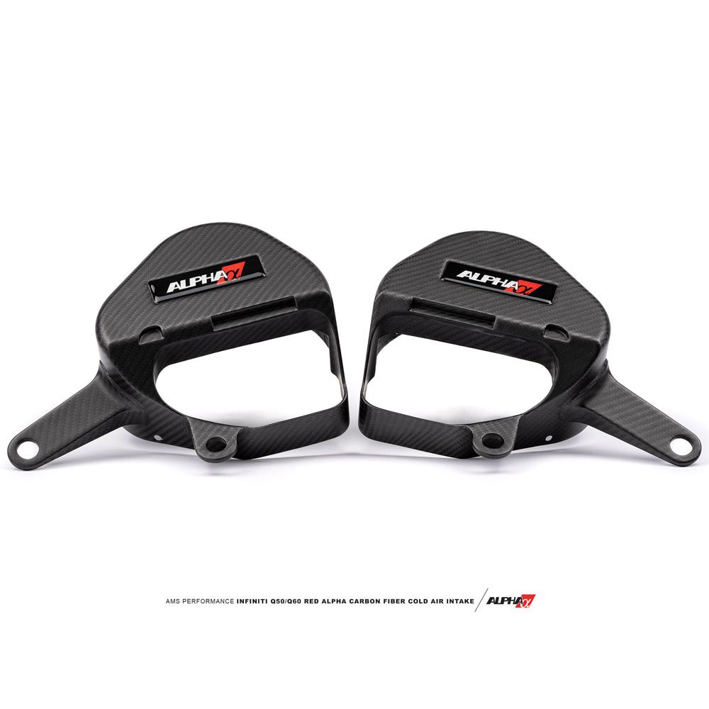 AMS Performance Red Alpha カーボンファイバー コールドエアインテーク | 2016-2024 Infiniti Q50 / Q60 VR30DETT (ALP.28.08.0001-2)