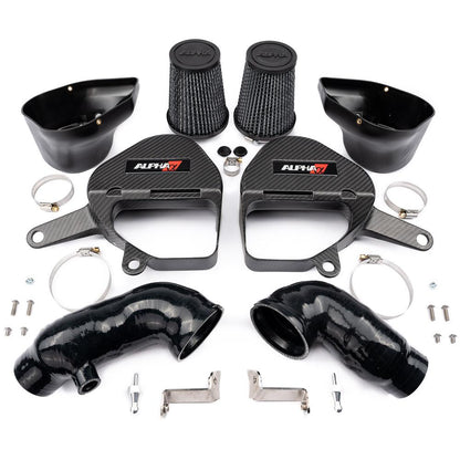 AMS Performance Red Alpha カーボンファイバー コールドエアインテーク | 2016-2024 Infiniti Q50 / Q60 VR30DETT (ALP.28.08.0001-2)