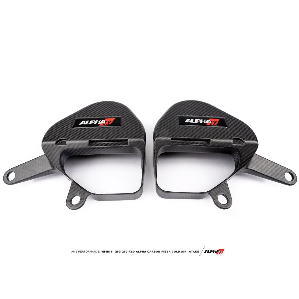 AMS Performance Red Alpha カーボンファイバー コールドエアインテーク | 2016-2024 Infiniti Q50 / Q60 VR30DETT (ALP.28.08.0001-2)