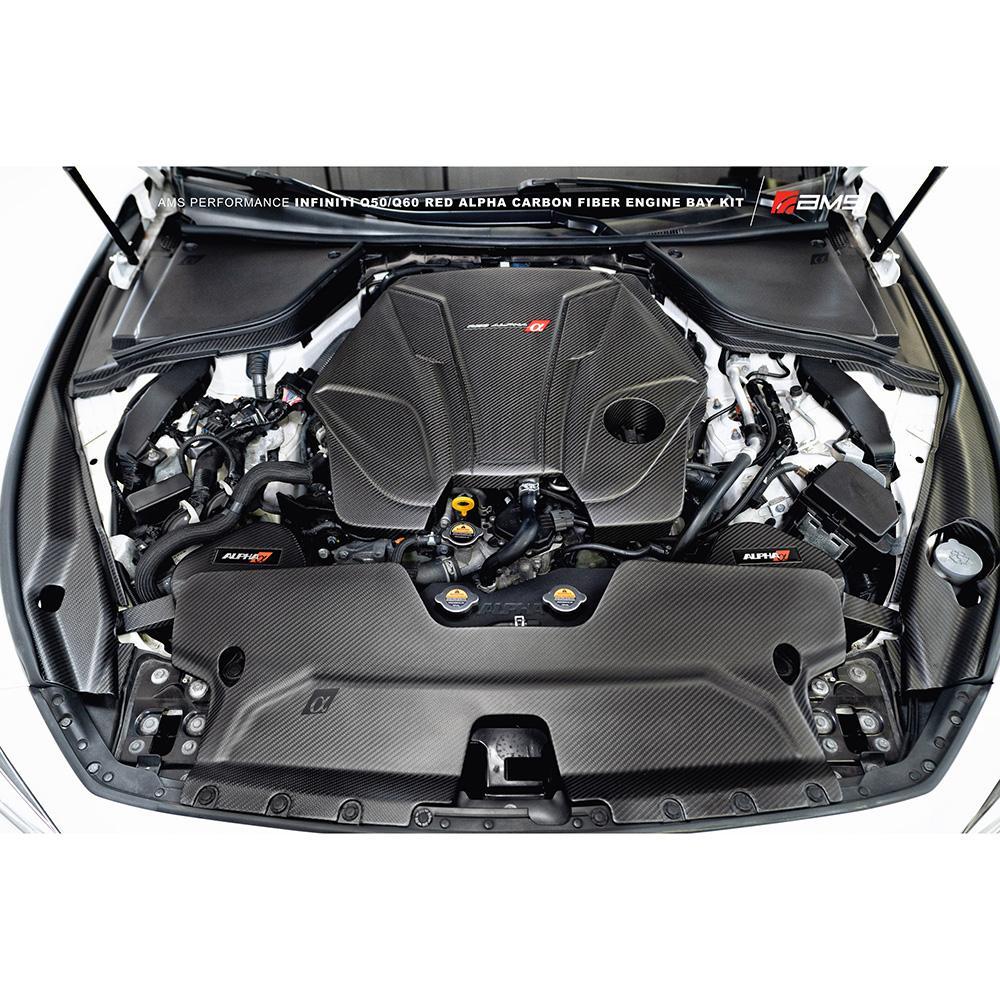 AMS Performance Red Alpha マットカーボン フェンダーサイドトリムセット | 2017-2022 Infiniti Q60 3.0T (ALP.30.06.0001-1)
