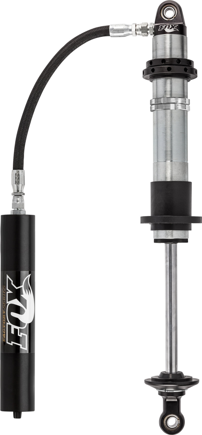Fox 2.5 Factory Series 16インチ（約406mm）コイルオーバー リモートショックトップ（カスタムバルビング）DSC - ブラック