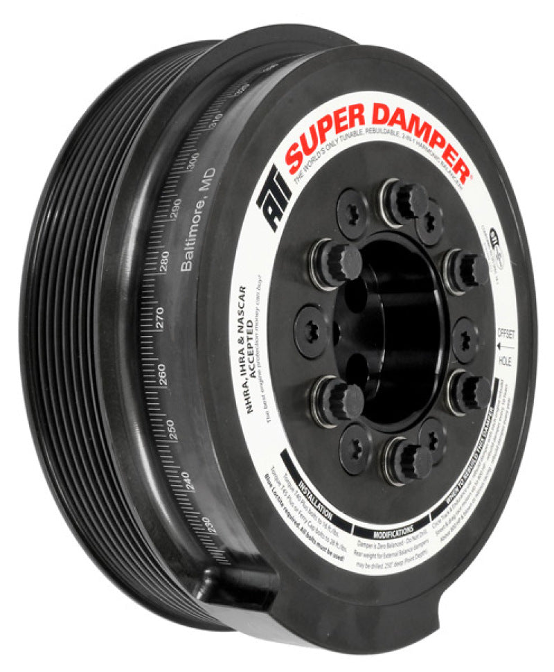 ATI ダンパー - 7.95インチ（約202mm） - スチール製 - 8溝 - フォード 6.0 - パワーストローク - 03-07年モデル - 外部バランス - 3リング - ディーゼル用