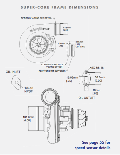 Borg Warner S300SX-E ジャーナル ベアリング スーパー コア T4 ターボ アセンブリ