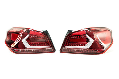 OLM Evolutionテールライト - クリアレンズ・レッドベース・ホワイトバー - 2015-2021 スバル WRX/STI用