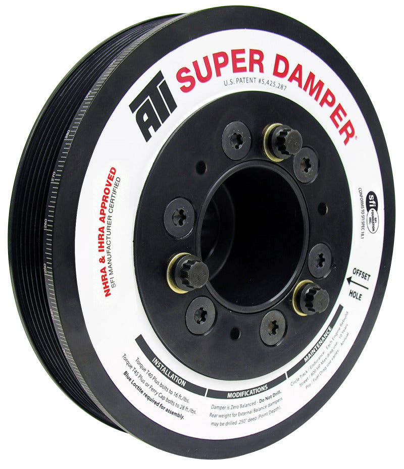 ATI ダンパー - 7.48インチ（約190mm） - アルミ製 - 6溝 - ダッジ - 05-10年モデル - 17%オーバードライブ - VVT非対応 6.1L/392/426 - 3リング