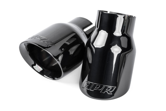 APR ダブルウォール 3.5インチ(約89mm) スラッシュカット マフラーテール - ダイヤモンドブラック - 2個セット