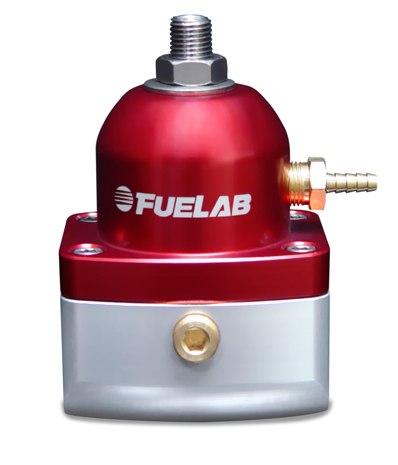 Fuelab 515 インジェクション用アジャスタブル燃圧レギュレーター 25-90 PSI （2）-10AN イン、（1）-6AN リターン - レッド