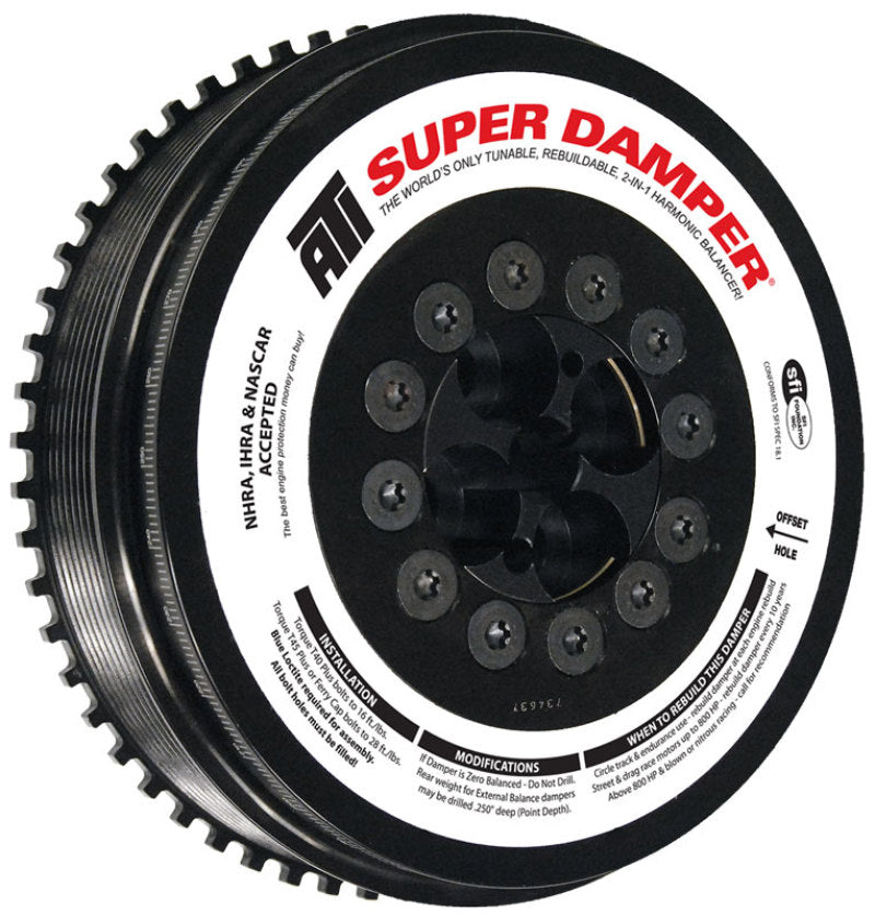 ATI ダンパー - 7.98インチ（約203mm） - スチール製 - 8溝 - Cummins - 07.5-15 6.7L リラクターホイール付き - 3リング ヘビー - ディーゼル