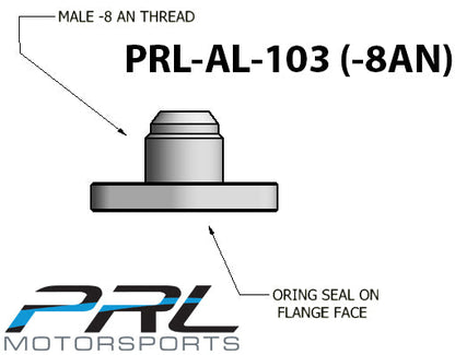 PRL Motorsports GT ターボ -8AN ポート付きオイルドレン フランジ スロット付き