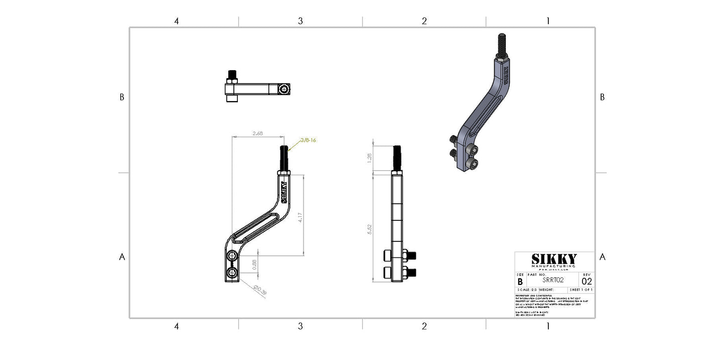 Sikky Manufacturing - キンクド アッパーシフトロッド 3/8"-16 (SM-SRRT02)