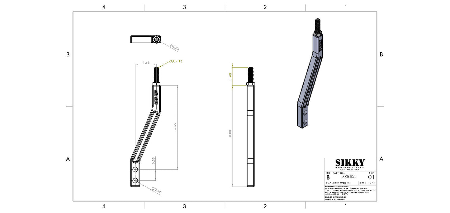 Sikky Manufacturing - 1.5インチ キンクド アッパーシフトロッド (SM-SRRT05)