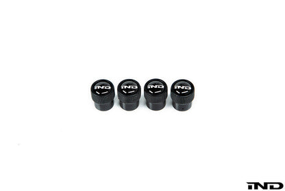 iND logo black valve stem cap set - iND Distribution