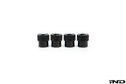 iND logo black valve stem cap set - iND Distribution