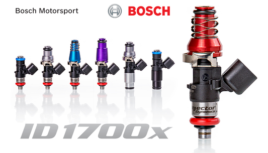 Injector Dynamics 1725cc インジェクター、コネクター付き、長さ 34mm、アダプターなし、14mm O リング - 数量 4 (1700.34.14.14.4)