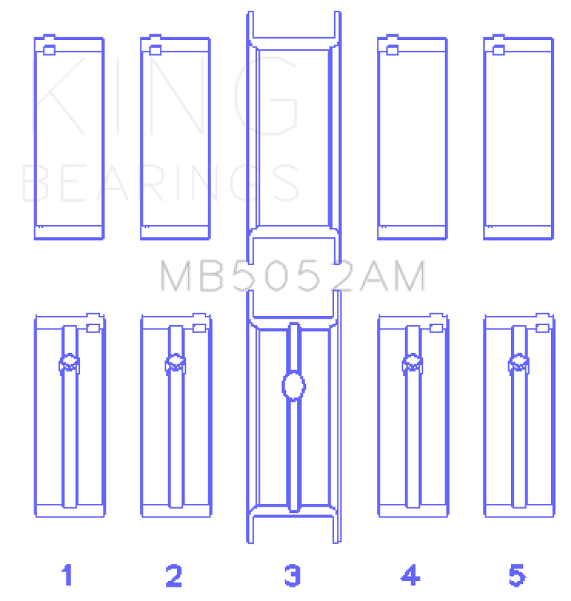 King Engine Bearings 0.25 メインベアリングセット | 1995 - 1999 クライスラー セブリング & 2000 クライスラー シーラス (MB5052AM0.25)