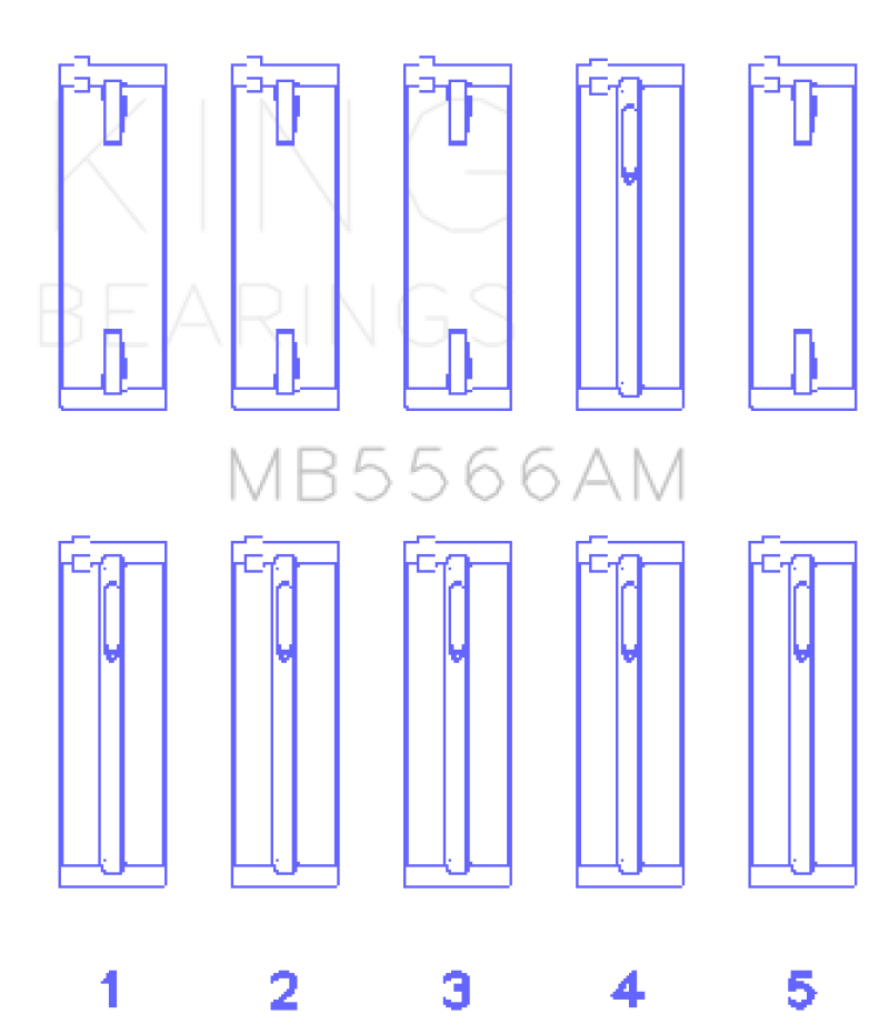 King Engine Bearings +.25 オーバーサイズ メイン ベアリング セット | 1980 - 1983 アウディ 4000 & 1997 - 2001 アウディ A4 (MB5566AM0.25)