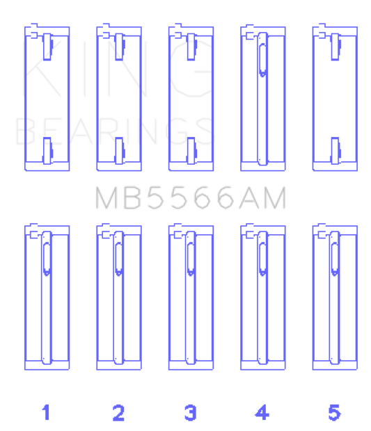 King Engine Bearings +.25 オーバーサイズ メイン ベアリング セット | 1980 - 1983 アウディ 4000 & 1997 - 2001 アウディ A4 (MB5566AM0.25)