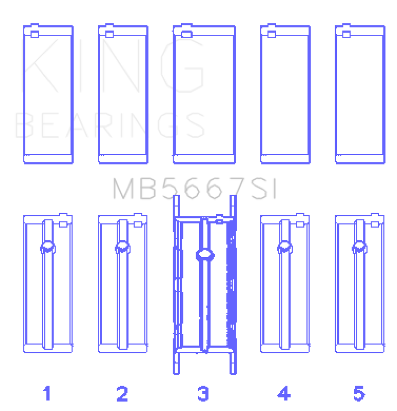 King Engine Bearings 0.5 シリコン バイメタル アルミニウム メイン ベアリング セット | 2002 - 2016 ミニクーパー (MB5667SI0.5)