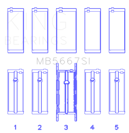 King Engine Bearings 0.5 シリコン バイメタル アルミニウム メイン ベアリング セット | 2002 - 2016 ミニクーパー (MB5667SI0.5)