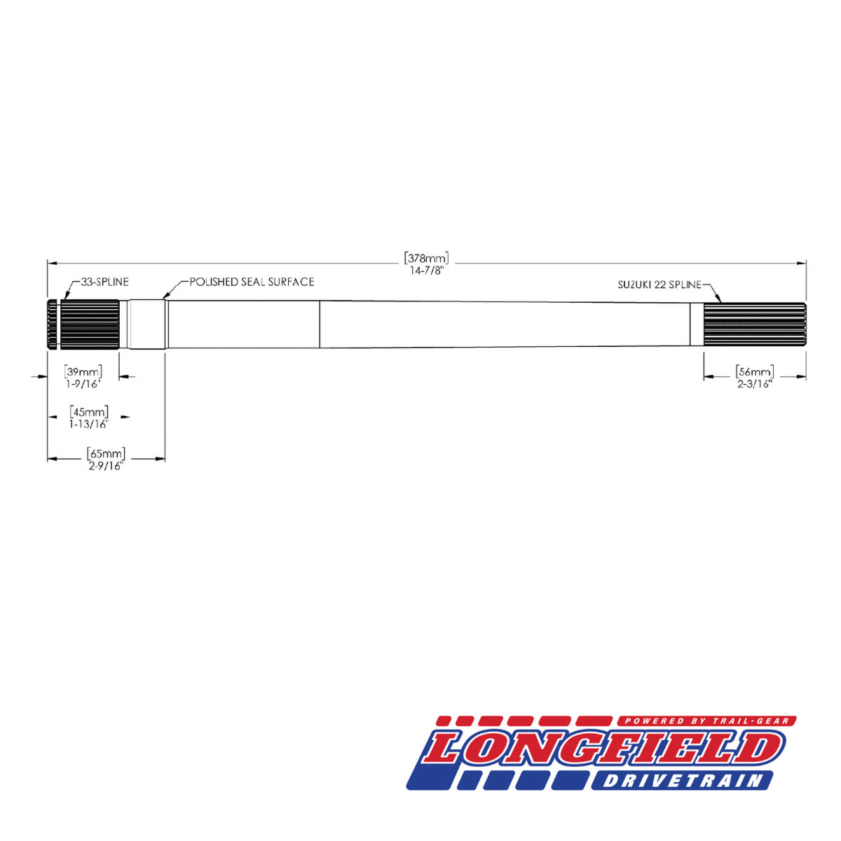 Longfield サムライ用 インナーアクスルシャフト（33-22スプライン）