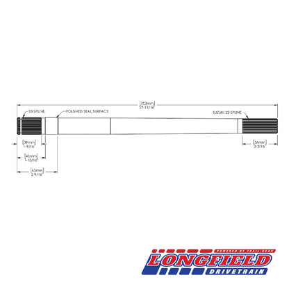 Longfield サムライ用 インナーアクスルシャフト（33-22スプライン）
