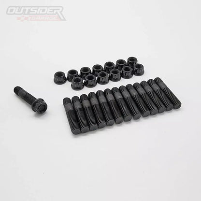 OutSiderGarage ニッサン RB20 / RB25 / RB26エンジン インテークマニホールド スタッドキット(黒色酸化皮膜処理済)